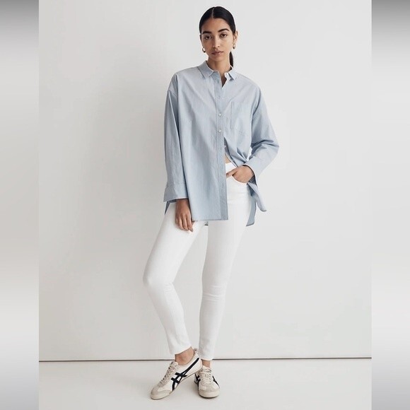 Madewell NWT 9" Mid-Rise Skinny Crop Jeans in Pure White Size 27 - Picture 2 of 11